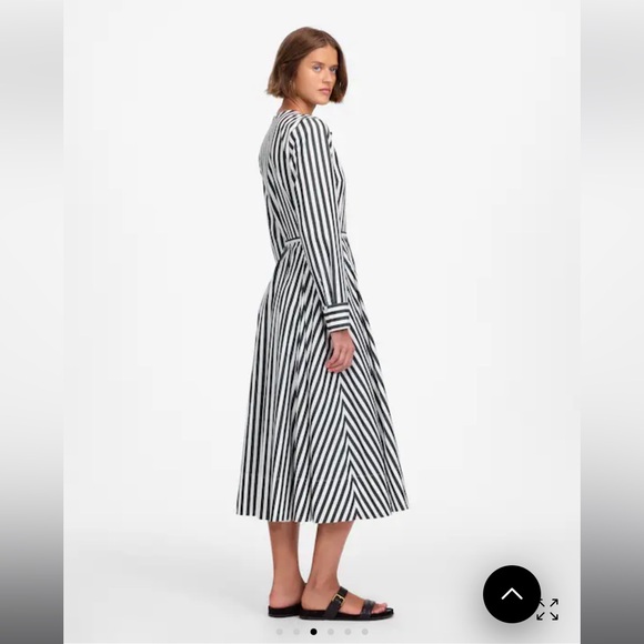 Madewell Petite Tie-Waist Midi Shirtdress in Deep Forest Stripe - Picture 3 of 9